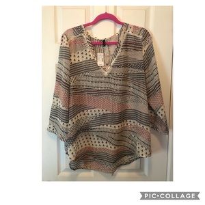 Maurices Pink, cream and gray blouse NWT